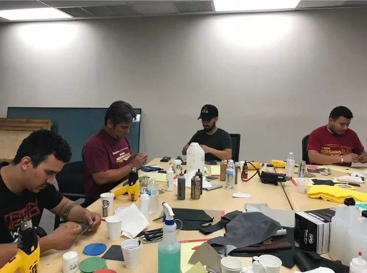 Students working at table